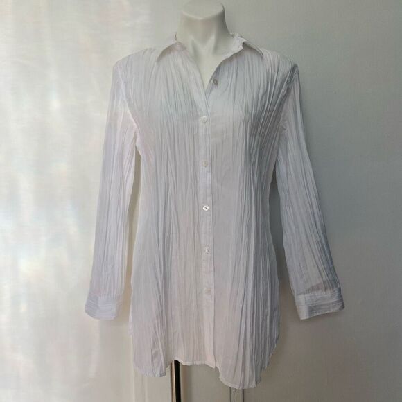 Chicos sz 2 white plisse button down - Picture 10 of 10